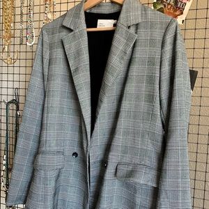 Black & grey plaid trendy blazer